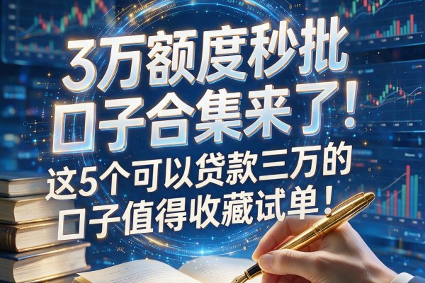 3万额度秒批的口子合集来了！这5个可以贷款三万的口子值得收藏试单！