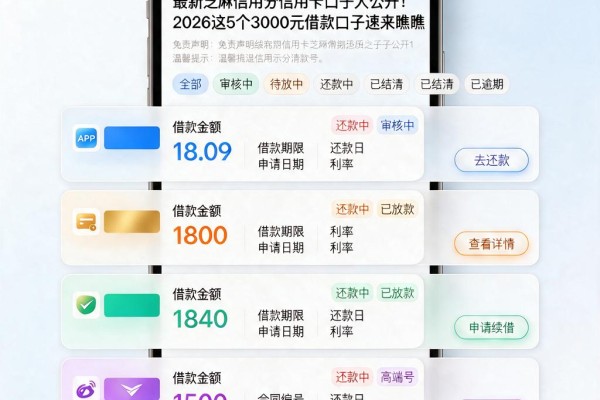 最新芝麻信用分信用卡口子大公开!2026这5个3000元借款口子速来瞧瞧