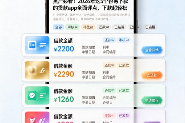 黑户必看！2026年这5个容易下款的贷款App全面评点，下款超轻松