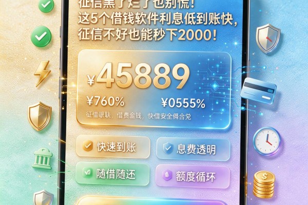 征信黑了烂了也别慌！这5个借钱软件利息低到账快，征信不好也能秒下2000