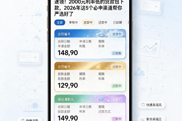 速领!2000元利率低的贷款包下款,2026年这5个必申渠道帮你严选好了
