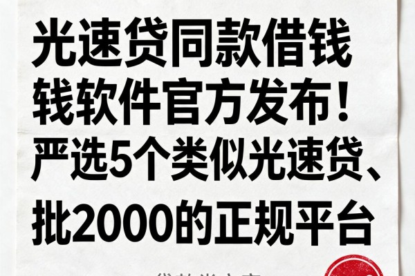 光速贷同款借钱软件官方发布!严选5个类似光速贷、秒批2000的正规平台