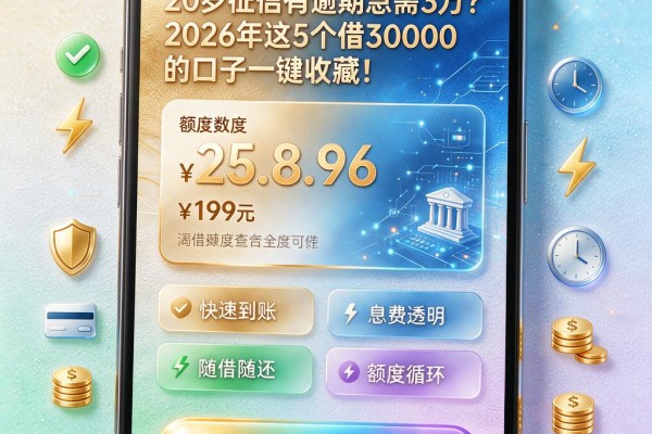 20岁征信有逾期急需3万?2026年这5个借30000的口子一键收藏!