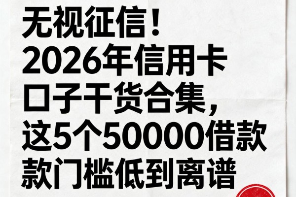 无视征信!2026年信用卡口子干货合集,这5个50000借款门槛低到离谱