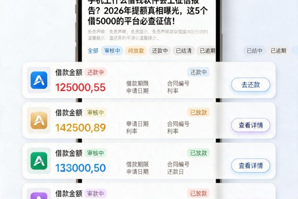 手机上什么借钱软件会上征信报告?2026年提额真相曝光,这5个借5000的平台必查征信!
