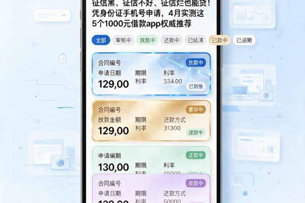 征信黑、征信不好、征信烂也能贷!凭身份证手机号申请,4月实测这5个1000元借款App权威推荐