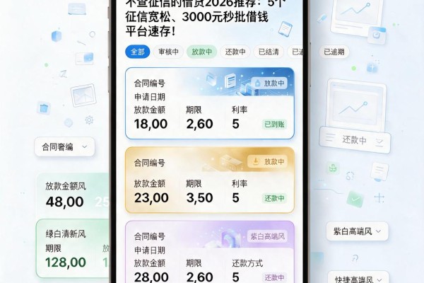 不查征信的借贷2026推荐：5个征信宽松、3000元秒批借钱平台速存！