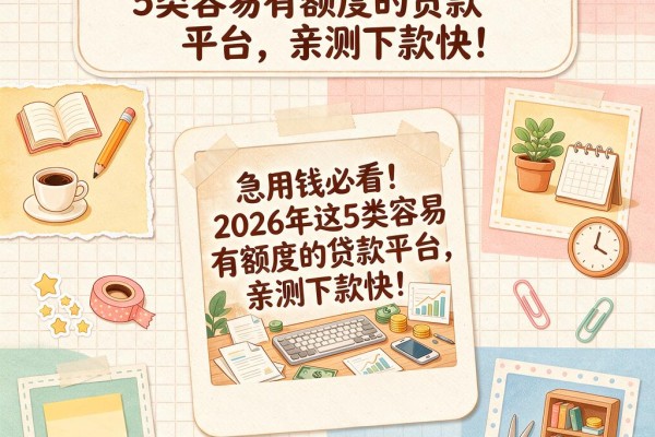 急用钱必看!2026年这5类容易有额度的贷款平台,亲测下款快!