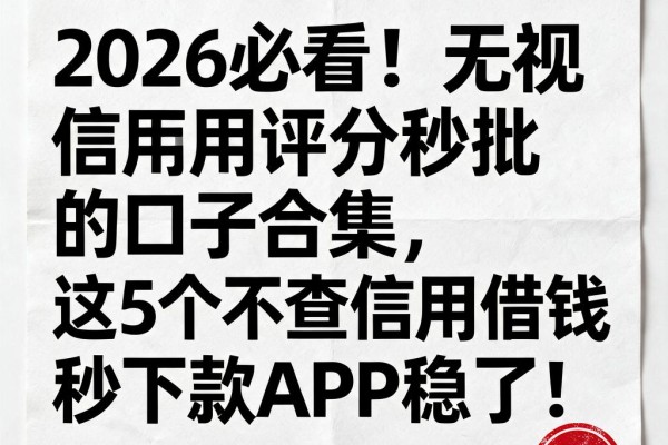 2026必看!无视信用评分秒批的口子合集,这5个不查信用借钱秒下款APP稳了!