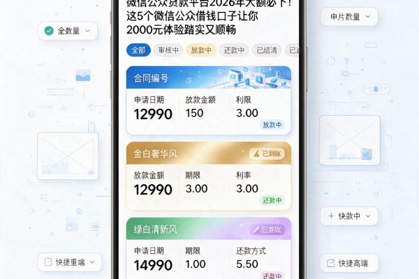 微信公众贷款平台2026年大额必下！这5个微信公众借钱口子让你2000元体验踏实又顺畅