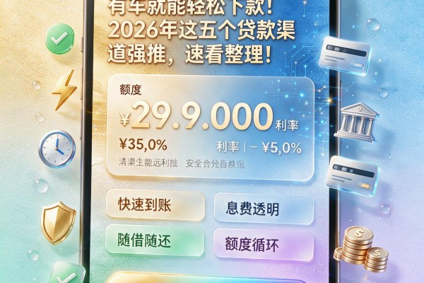 有车就能轻松下款!2026年这五个贷款渠道强推,速看整理!