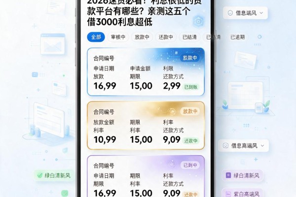 2026速贷必看!利息很低的贷款平台有哪些?亲测这五个借3000利息超低