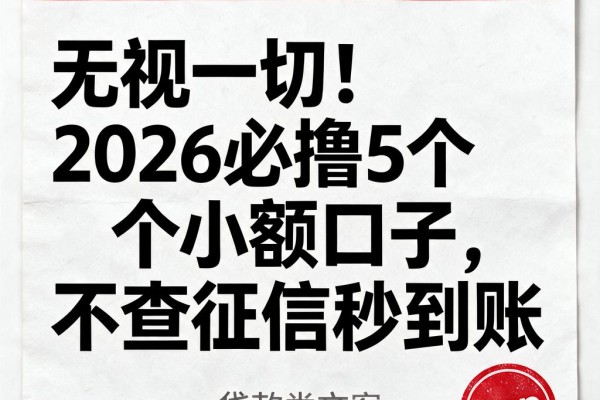 无视一切！2026必撸5个小额口子，不查征信秒到账