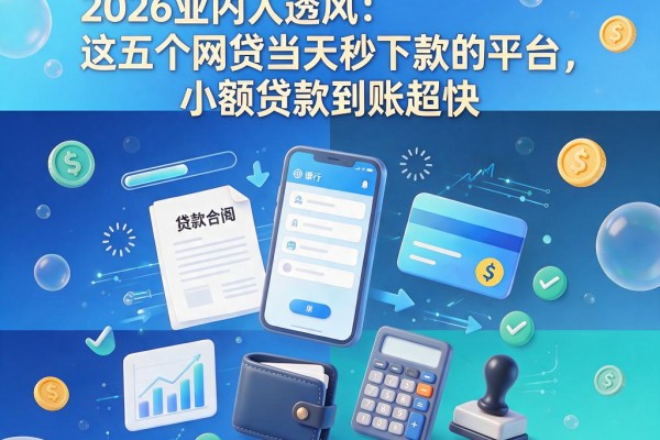 急用钱速看！2026业内人透风：这五个网贷当天秒下款的平台，小额贷款到账超快