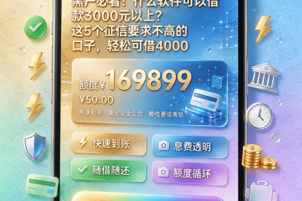 黑户必看！什么软件可以借款3000元以上？这5个征信要求不高的口子，轻松可借4000