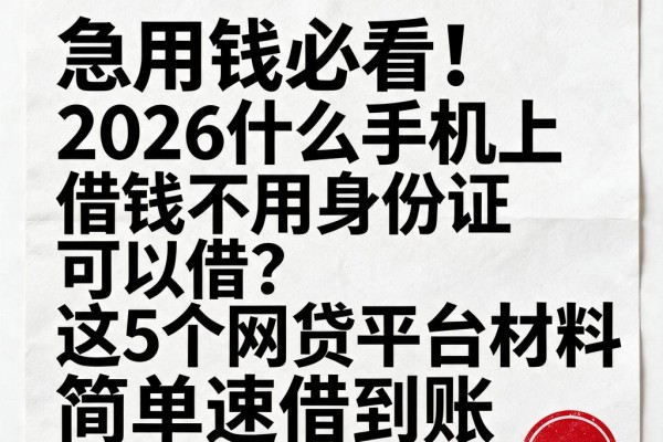 急用钱必看!2026什么手机上借钱不用身份证可以借?这5个网贷平台材料简单速借到账