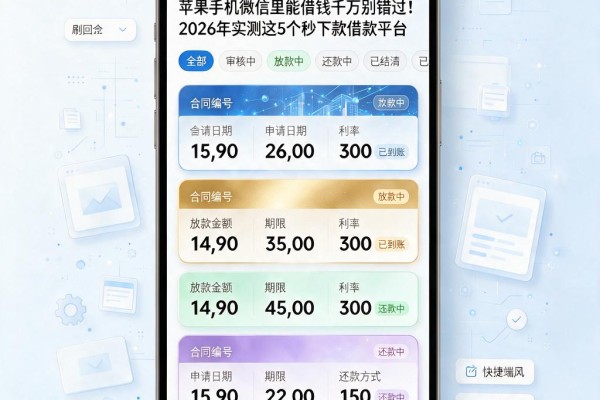 苹果手机微信里能借钱千万别错过!2026年实测这5个秒下款借款平台