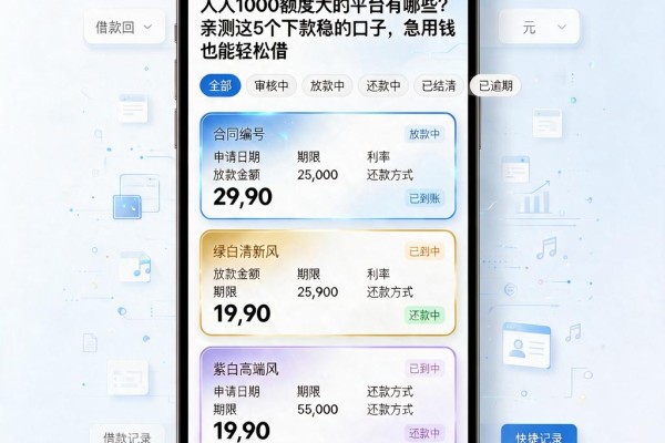 人人1000额度大的平台有哪些？亲测这5个下款稳的口子，急用钱也能轻松借