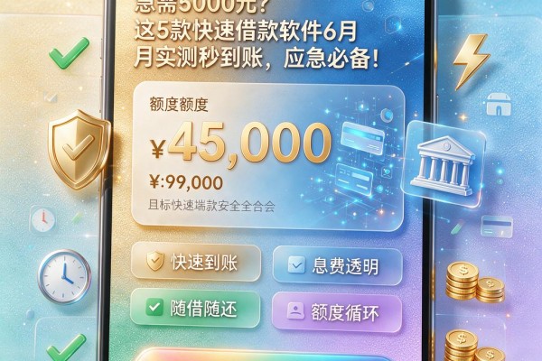 急需5000元？这5款快速借款软件6月实测秒到账，应急必备！
