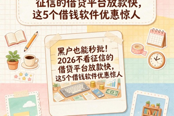 黑户也能秒批！2026不看征信的借贷平台放款快，这5个借钱软件优惠惊人
