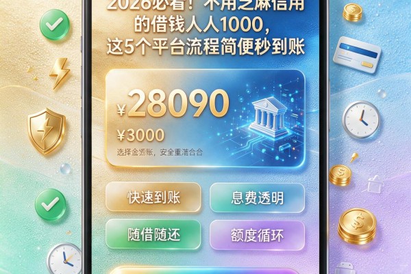 2026必看!不用芝麻信用的借钱人人1000,这5个平台流程简便秒到账