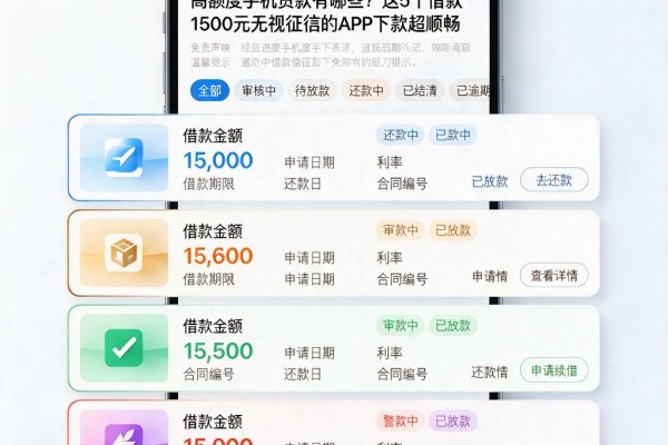 高额度手机贷款有哪些?这5个借款1500元无视征信的APP下款超顺畅