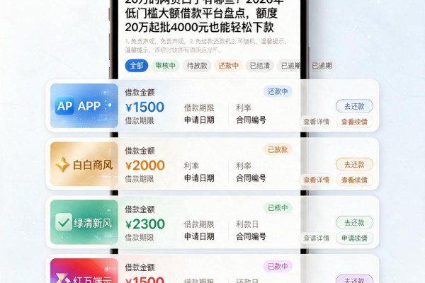 20万的网贷口子有哪些？2026年低门槛大额借款平台盘点，额度20万起批4000元也能轻松下款