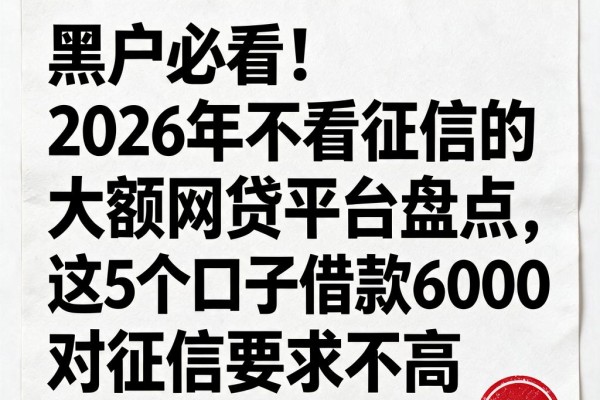 黑户必看！2026年不看征信的大额网贷平台盘点，这5个口子借款6000对征信要求不高