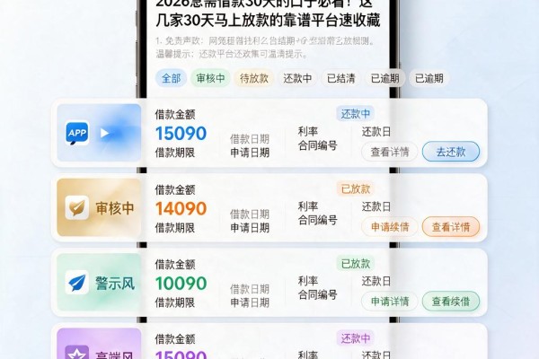 2026急需借款30天的口子必看！这几家30天马上放款的靠谱平台速收藏