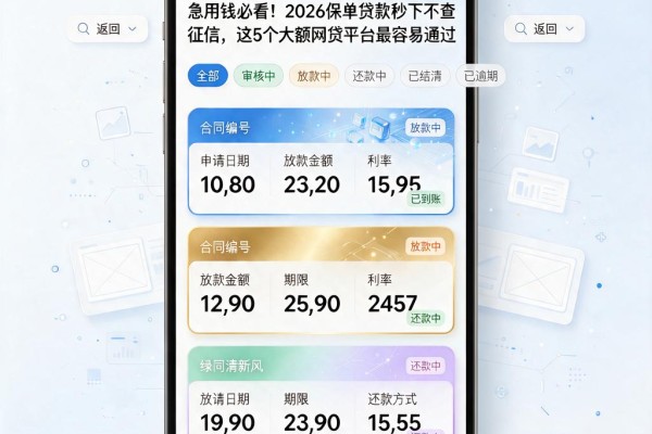 急用钱必看!2026保单贷款秒下不查征信,这5个大额网贷平台最容易通过