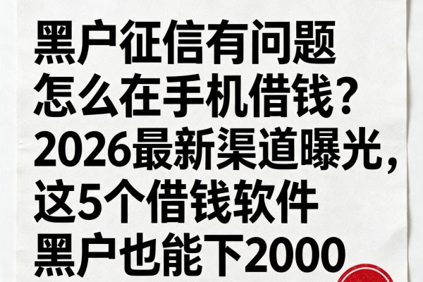黑户征信有问题怎么在手机借钱?2026最新渠道曝光,这5个借钱软件黑户也能下2000