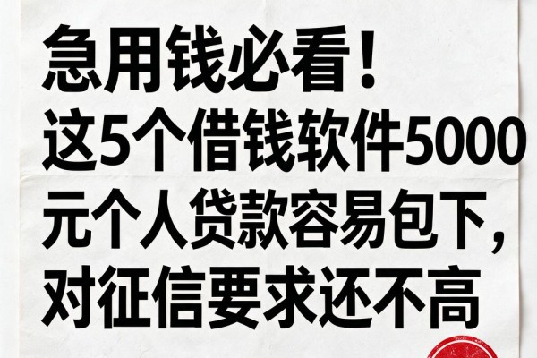急用钱必看!这5个借钱软件5000元个人贷款容易包下,对征信要求还不高