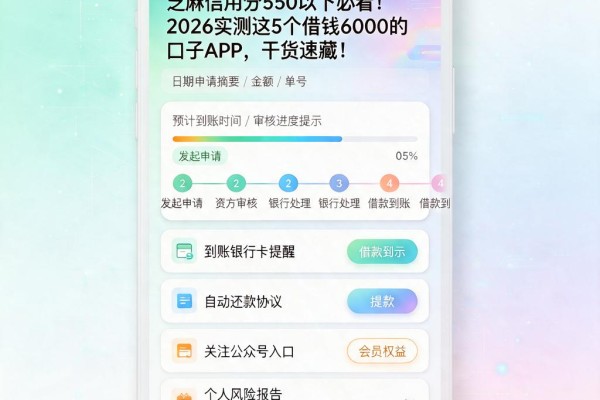 芝麻信用分550以下必看！2026实测这5个借钱6000的口子APP，干货速藏