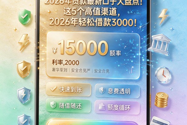 2026年贷款最新口子大盘点！这5个高值渠道，2026年轻松借款3000