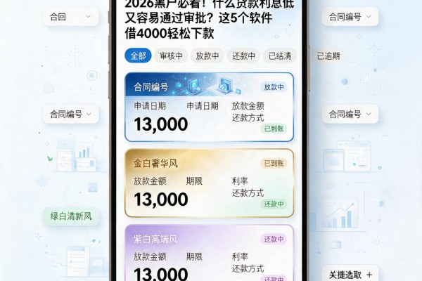 2026黑户必看!什么贷款利息低又容易通过审批?这5个软件借4000轻松下款