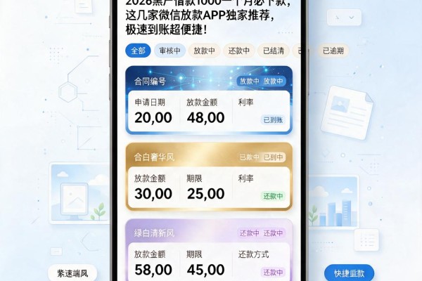 2026黑户借款1000一个月必下款,这几家微信放款APP独家推荐,极速到账超便捷!