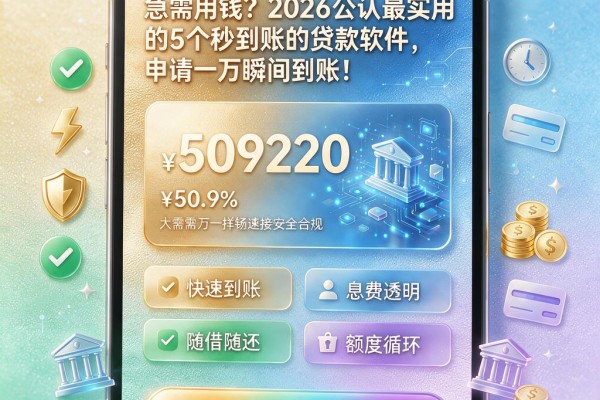 急需用钱?2026公认最实用的5个秒到账的贷款软件,申请一万瞬间到账!