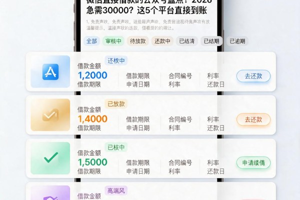 微信直接借款的公众号盘点！2026急需30000？这5个平台直接到账