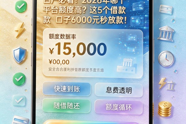 白户必看!2026年哪个平台额度高?这5个借款口子6000元秒放款