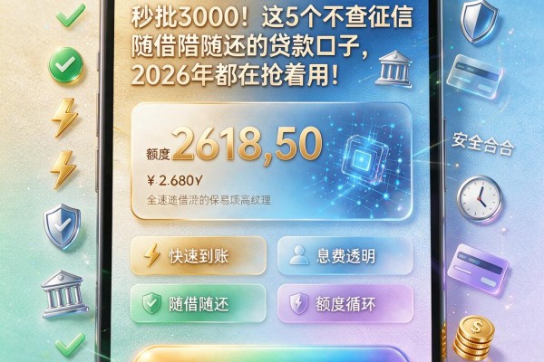 秒批3000！这5个不查征信随借随还的贷款口子，2026年都在抢着用！