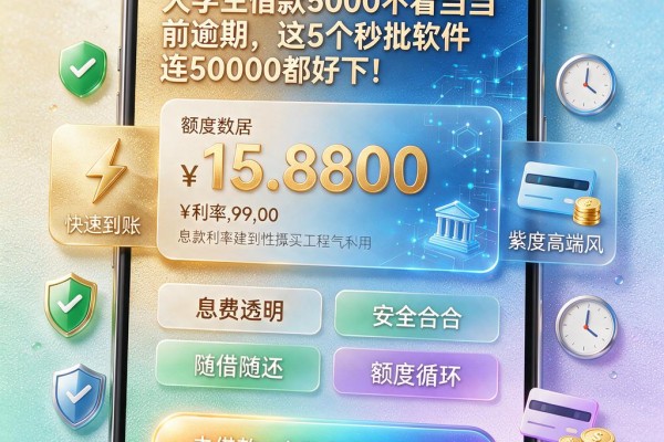 大学生借款5000不看当前逾期，这5个秒批软件连50000都好下！