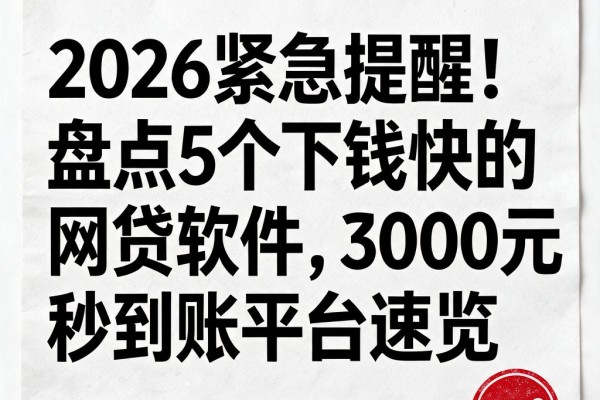 2026紧急提醒!盘点5个下钱快的网贷软件,3000元秒到账平台速览