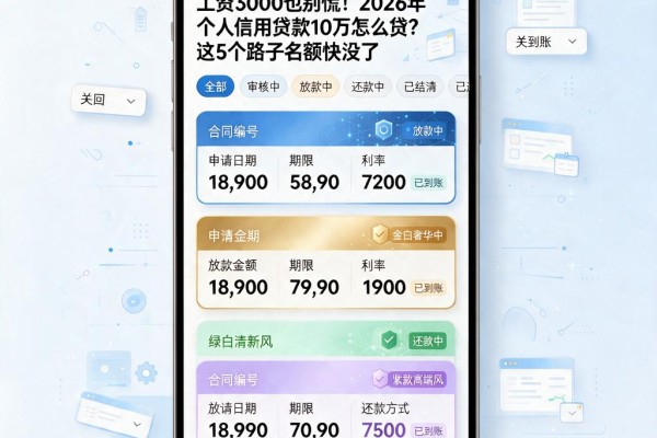 工资3000也别慌!2026年个人信用贷款10万怎么贷?这5个路子名额快没了