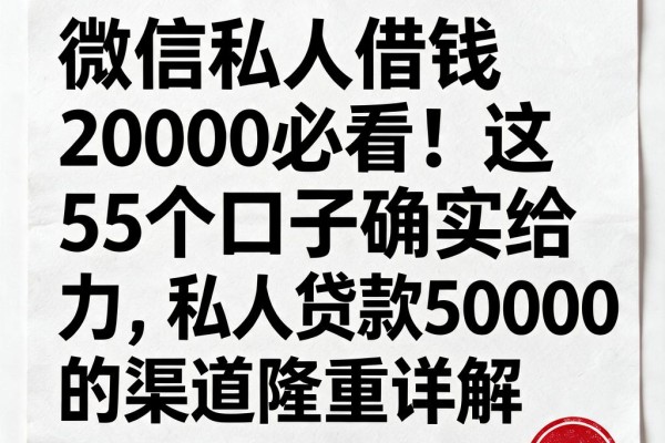 微信私人借钱20000必看!这5个口子确实给力,私人贷款50000的渠道隆重详解