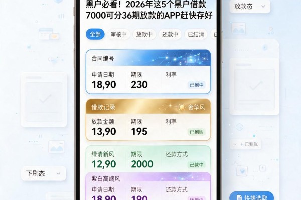 黑户必看！2026年这5个黑户借款7000可分36期放款的APP赶快存好