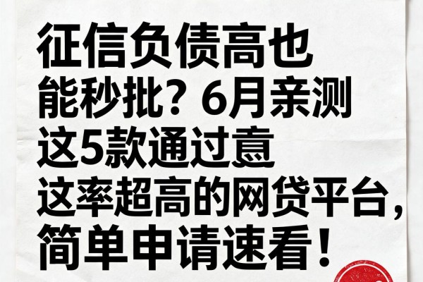 征信负债高也能秒批?6月亲测这5款通过率超高的网贷平台,简单申请速看!
