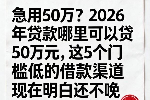 急用50万？2026年贷款哪里可以贷50万元，这5个门槛低的借款渠道现在明白还不晚