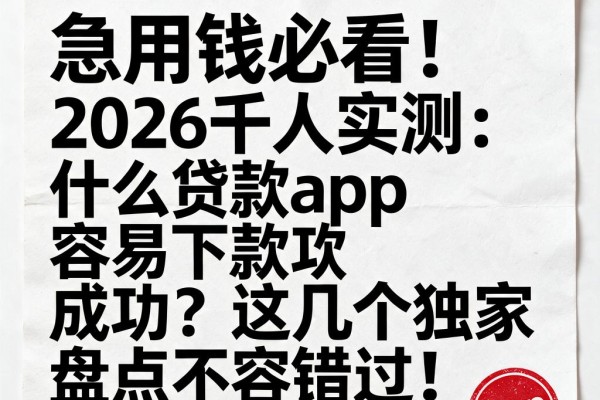 急用钱必看！2026千人实测：什么贷款app容易下款成功？这几个独家盘点不容错过！
