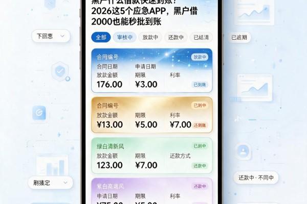 黑户什么借款快速到账?2026这5个应急APP,黑户借2000也能秒批到账