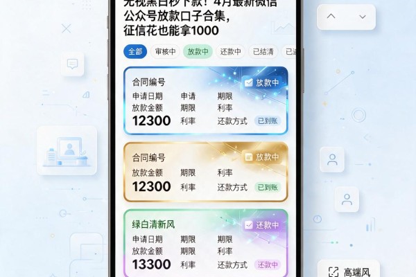 无视黑白秒下款!4月最新微信公众号放款口子合集,征信花也能拿1000